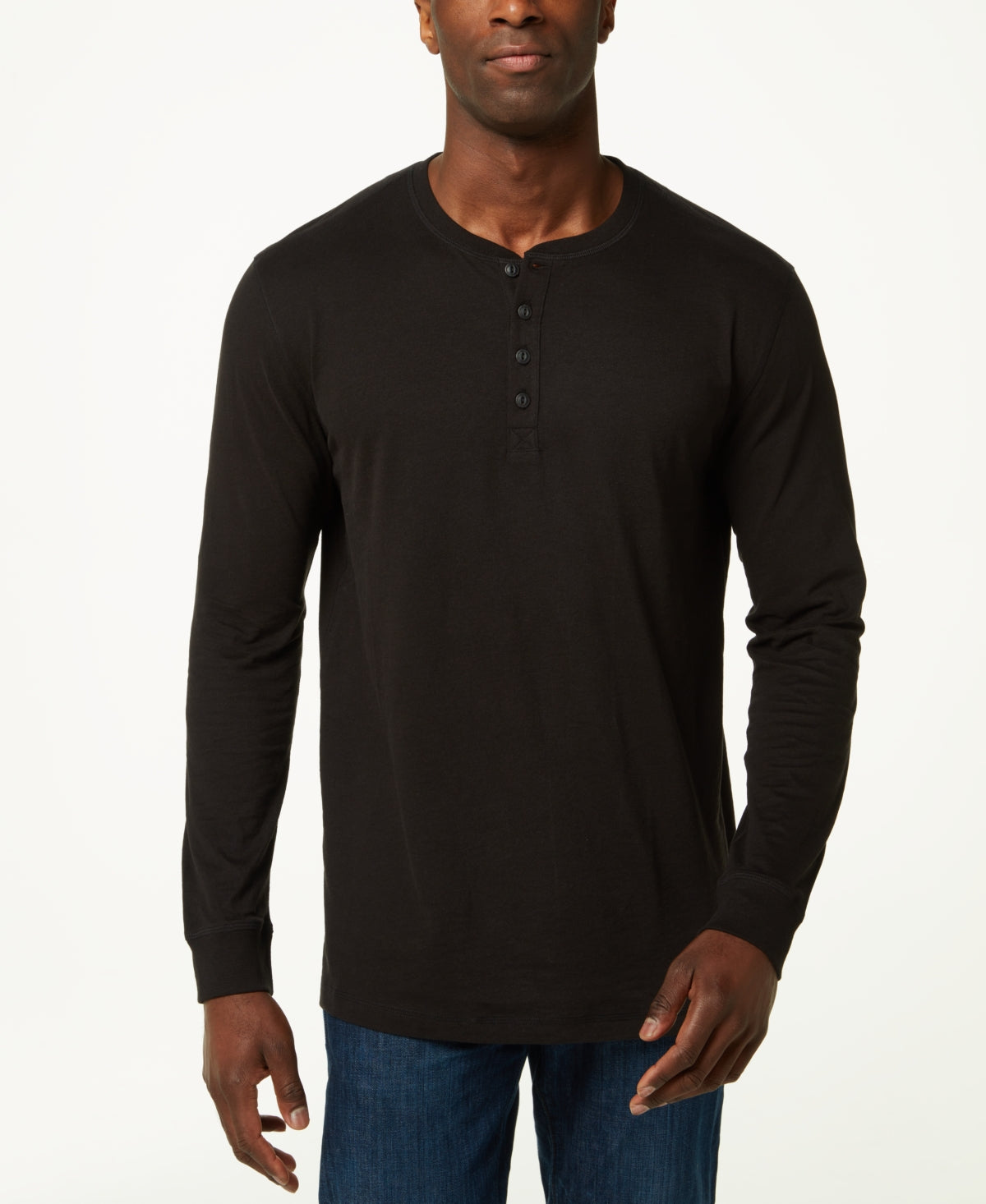 Weatherproof Vintage Men's Long Sleeve Henley T-Shirt Black Size XX-Large
