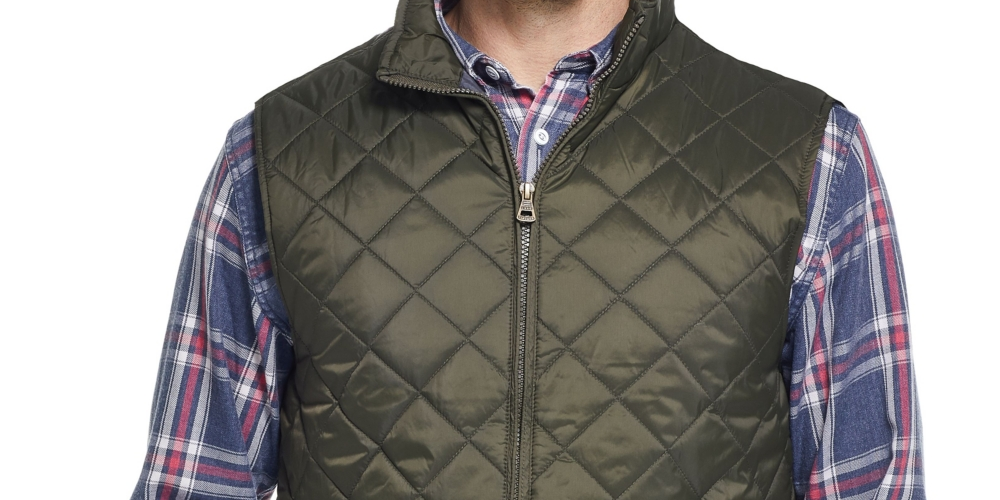 Weatherproof Vintage Men's Diamond Quilted Vest Green Size Small