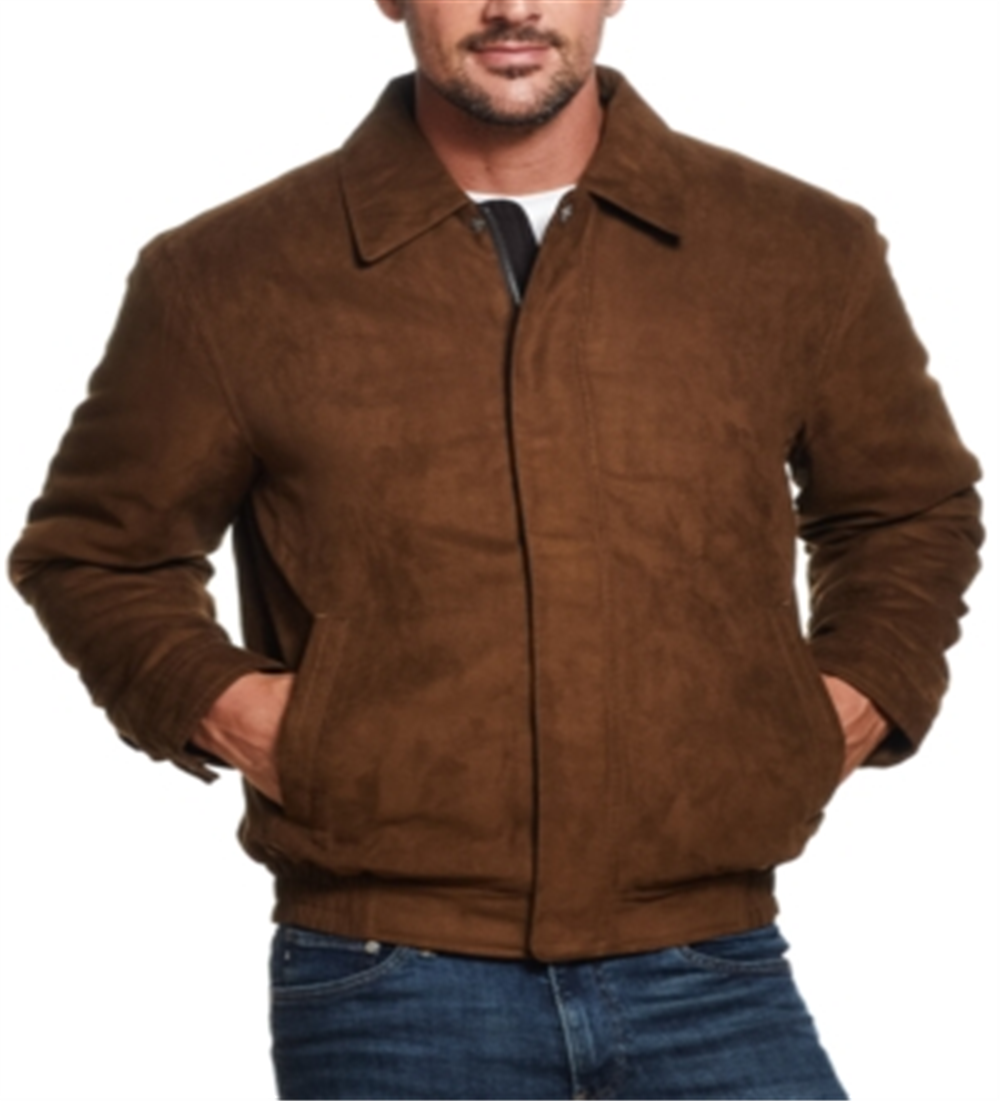 Weatherproof Vintage Men's Woven Bomber Jacket Brown Size Large