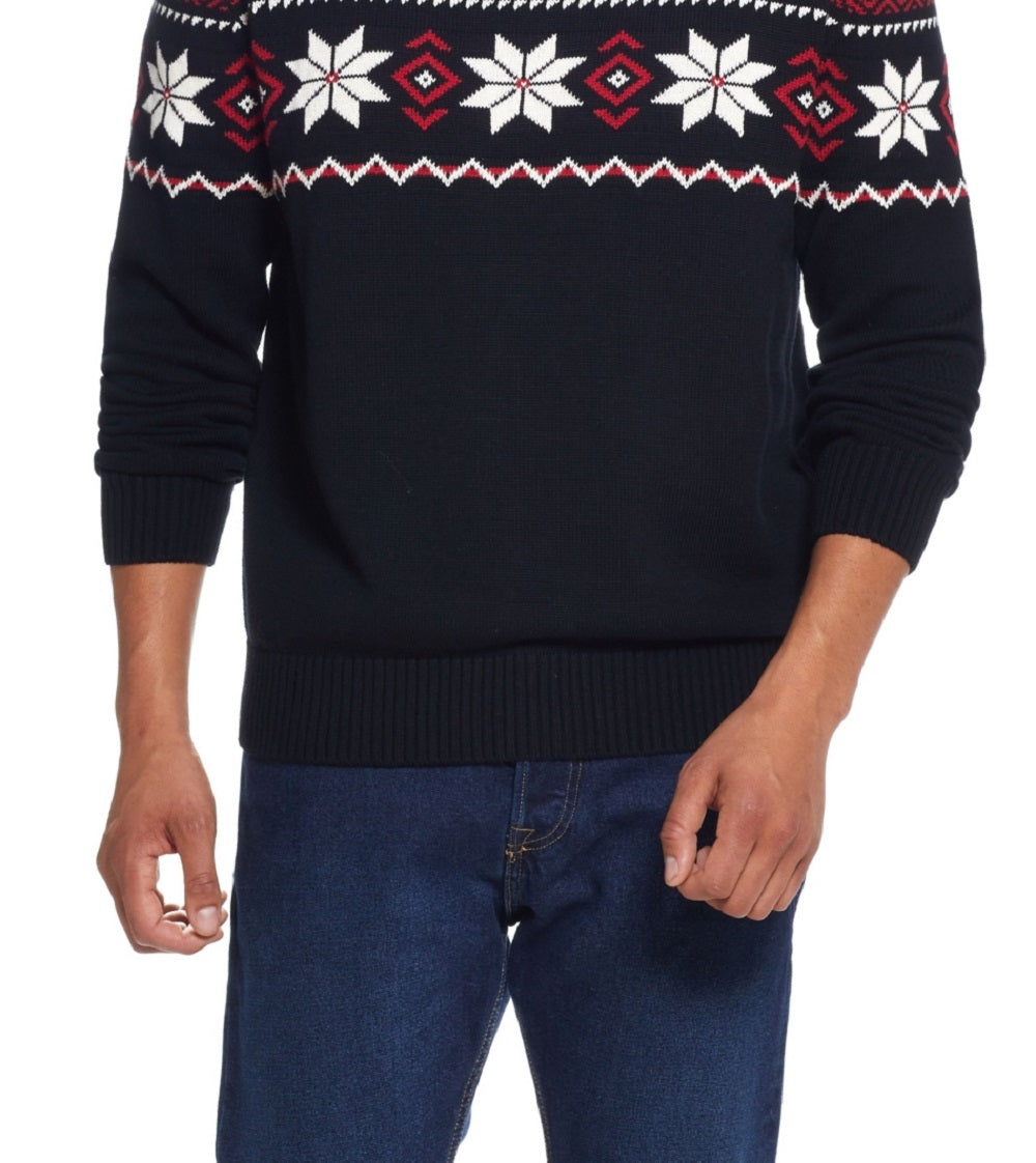 Weatherproof Vintage Men's Snowflake Crew Neck Sweater Black Size XX-Large
