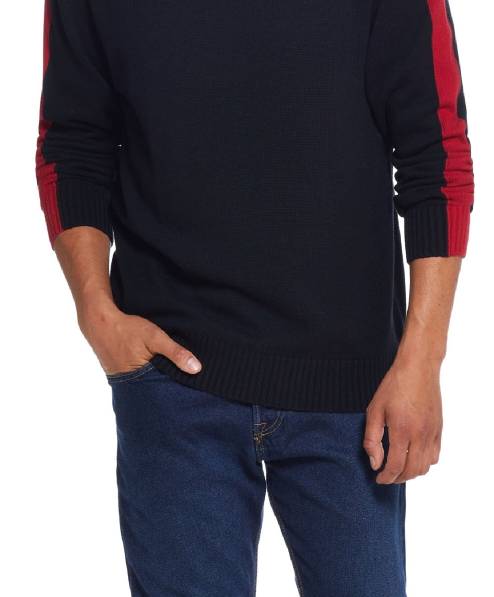 Weatherproof Vintage Men's Racing Stripe Turtleneck Sweater Black Size Large