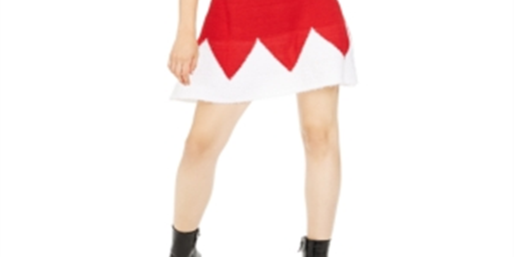 Planet Gold Junior's Holiday Santa Sweater Dress & Hat Red Size Large