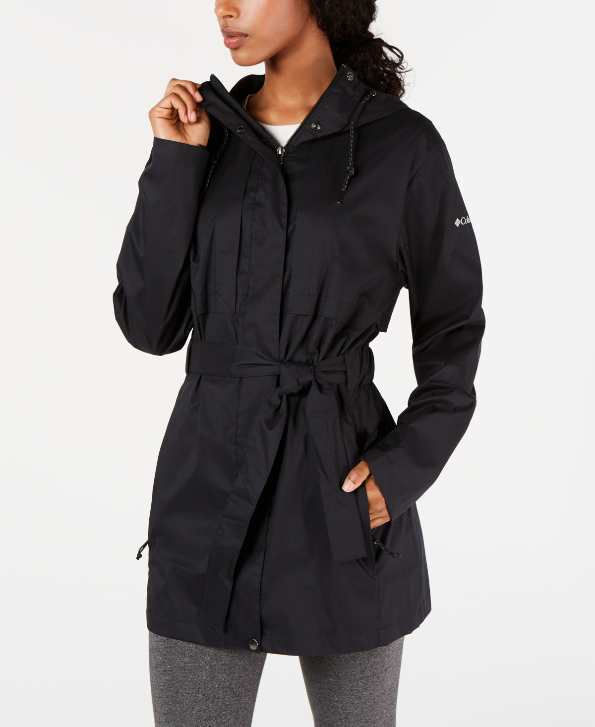 Columbia Women's Pardon My Trench Water Resistant Rain Jacket Black Size Small