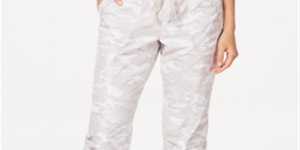 Calvin Klein Women's Performance Printed Tie Hem Capri Pants White Size Large