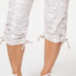 Calvin Klein Women's Performance Printed Tie Hem Capri Pants White Size Large