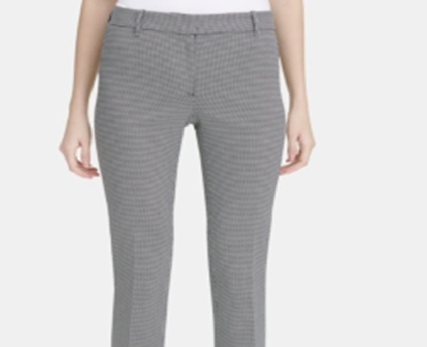 Calvin Klein Women's Square Print Ankle Pants Gray Size 10
