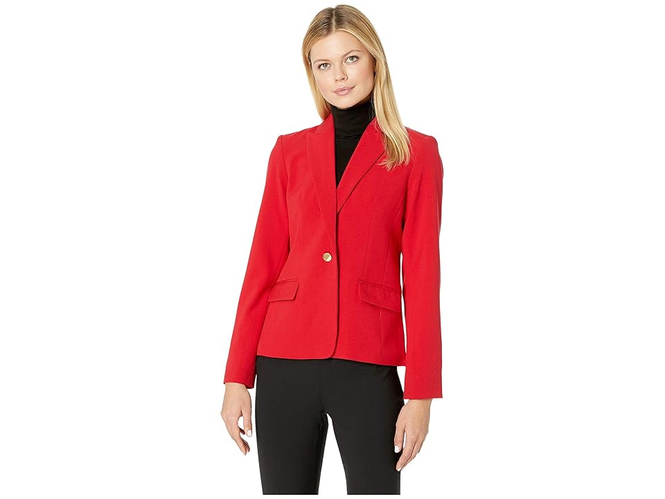calvin-klein-womens-red-woven-button-front-jacket-size-4