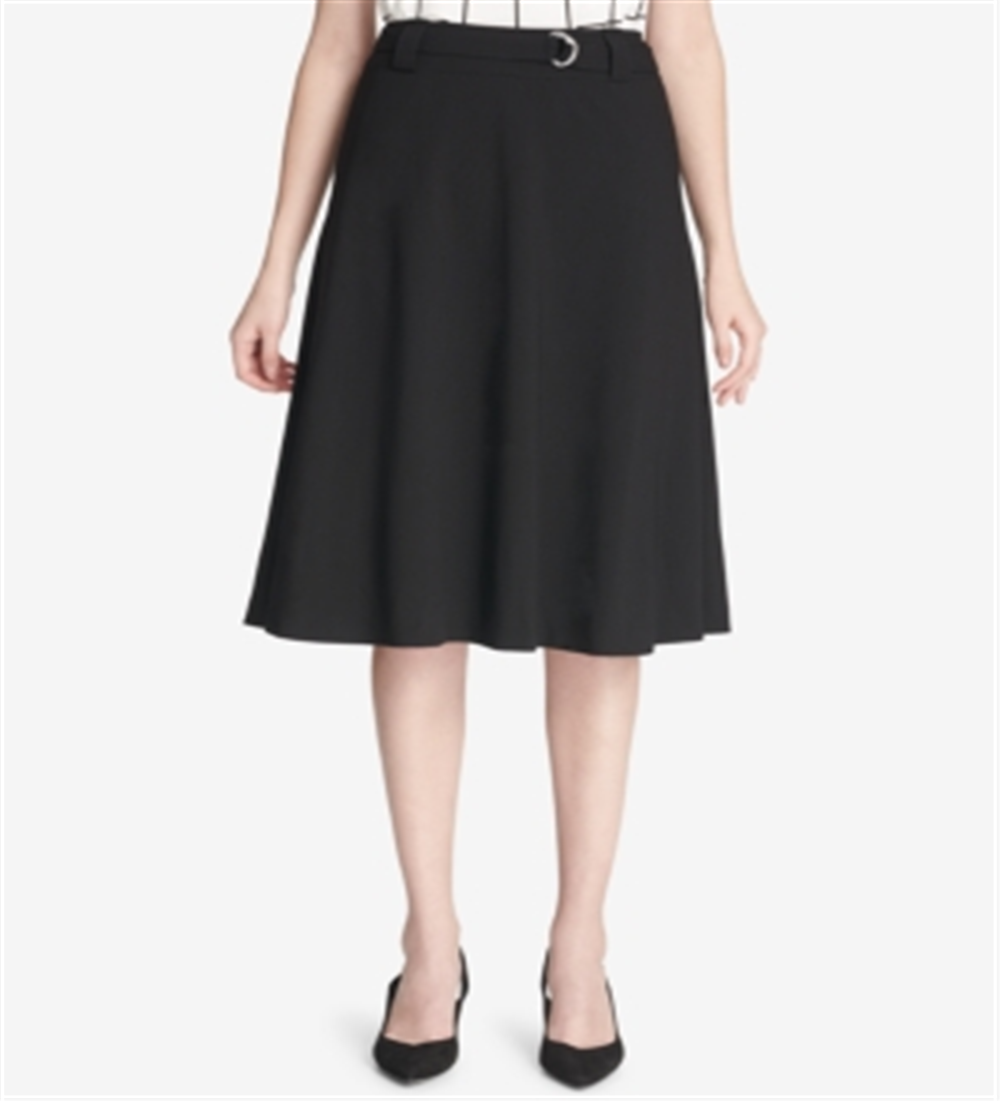 Calvin Klein Women's Belted A Line Skirt Black Size 2