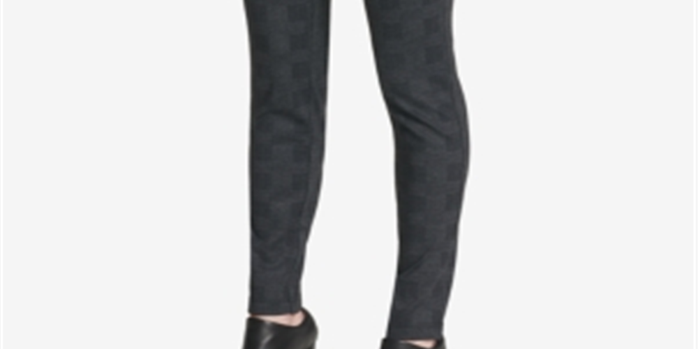 Calvin Klein Women's Pull On Stretch Cropped Glen Plaid Pants Gray Size Medium