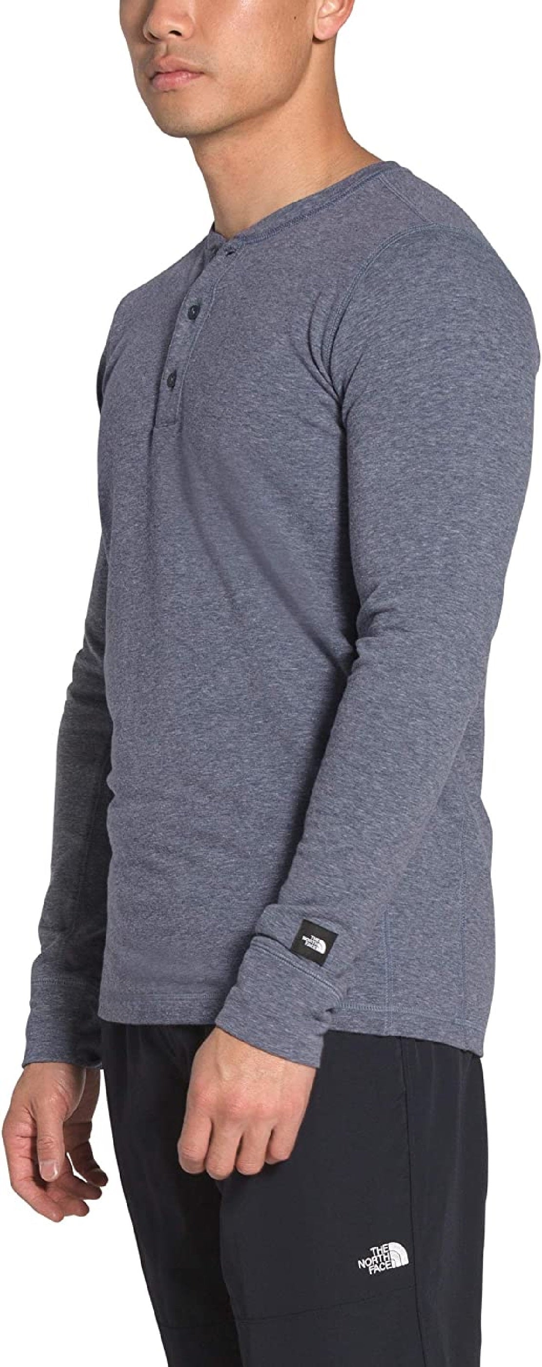 The North Face Men's Tnf Terry Ls Henley Heather Sweatshirt Blue Size Small