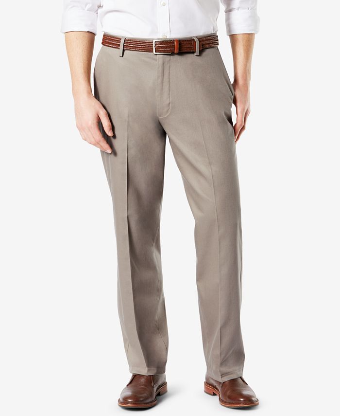 Dockers Men's Signature Lux Cotton Relaxed Fit Creased Stretch Pants Brown Size 34X32