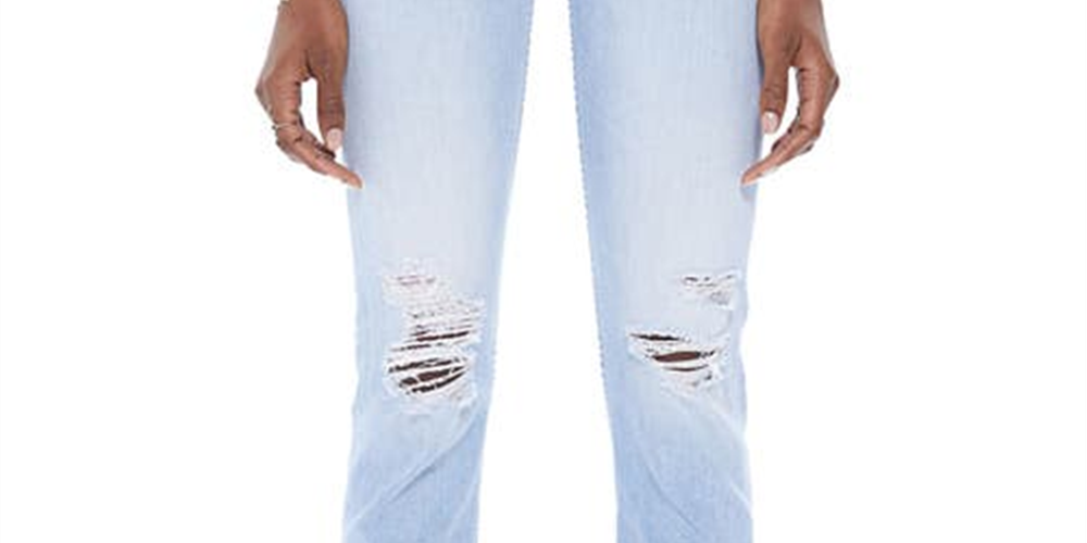 Mother Women's Rider High Waist Ripped Fray Hem Ankle Jeans Blue Size 26