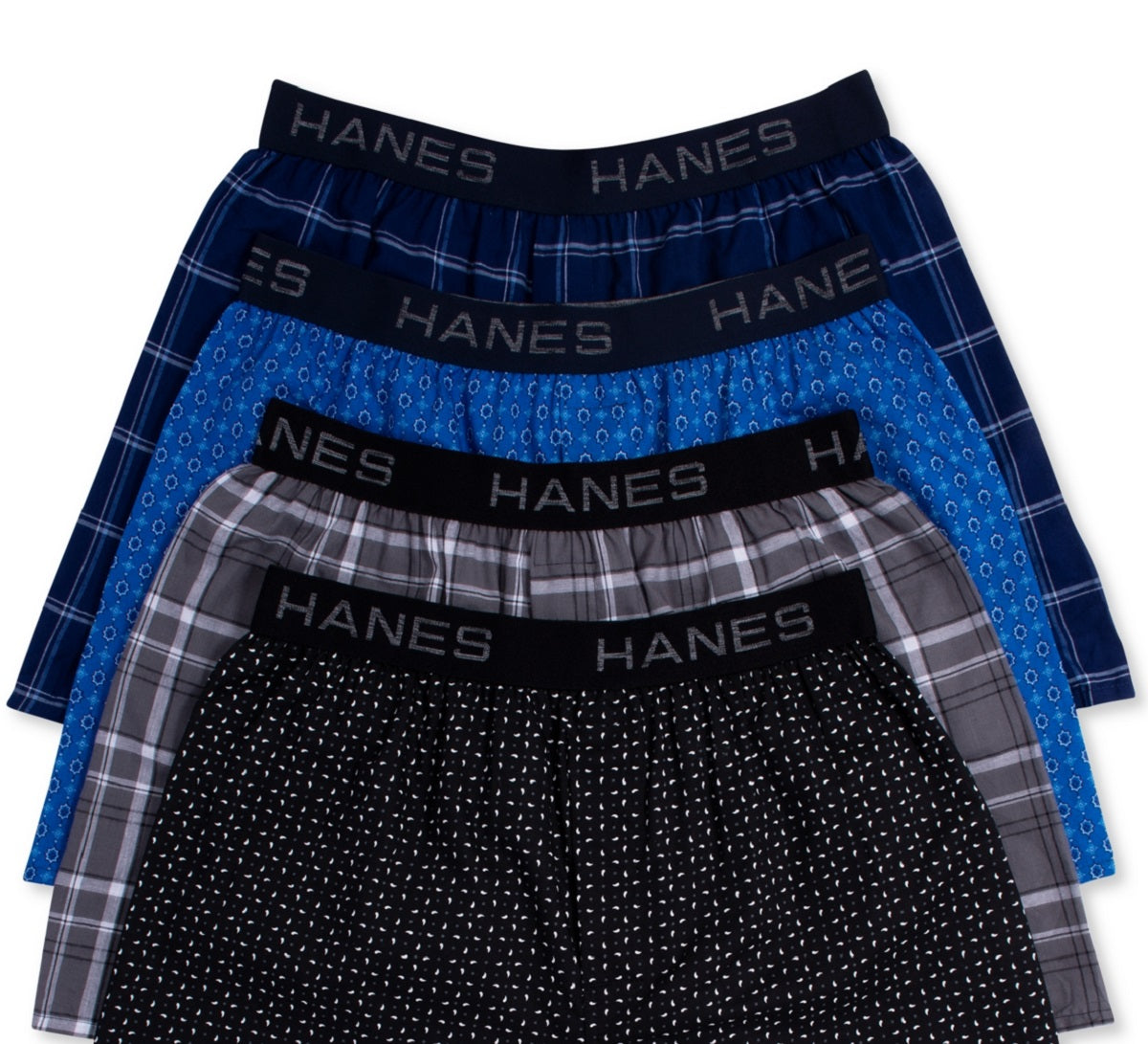 Hanes Men's 4 Pack Elastic Waistband Plaid Woven Boxer Assorted Size Small