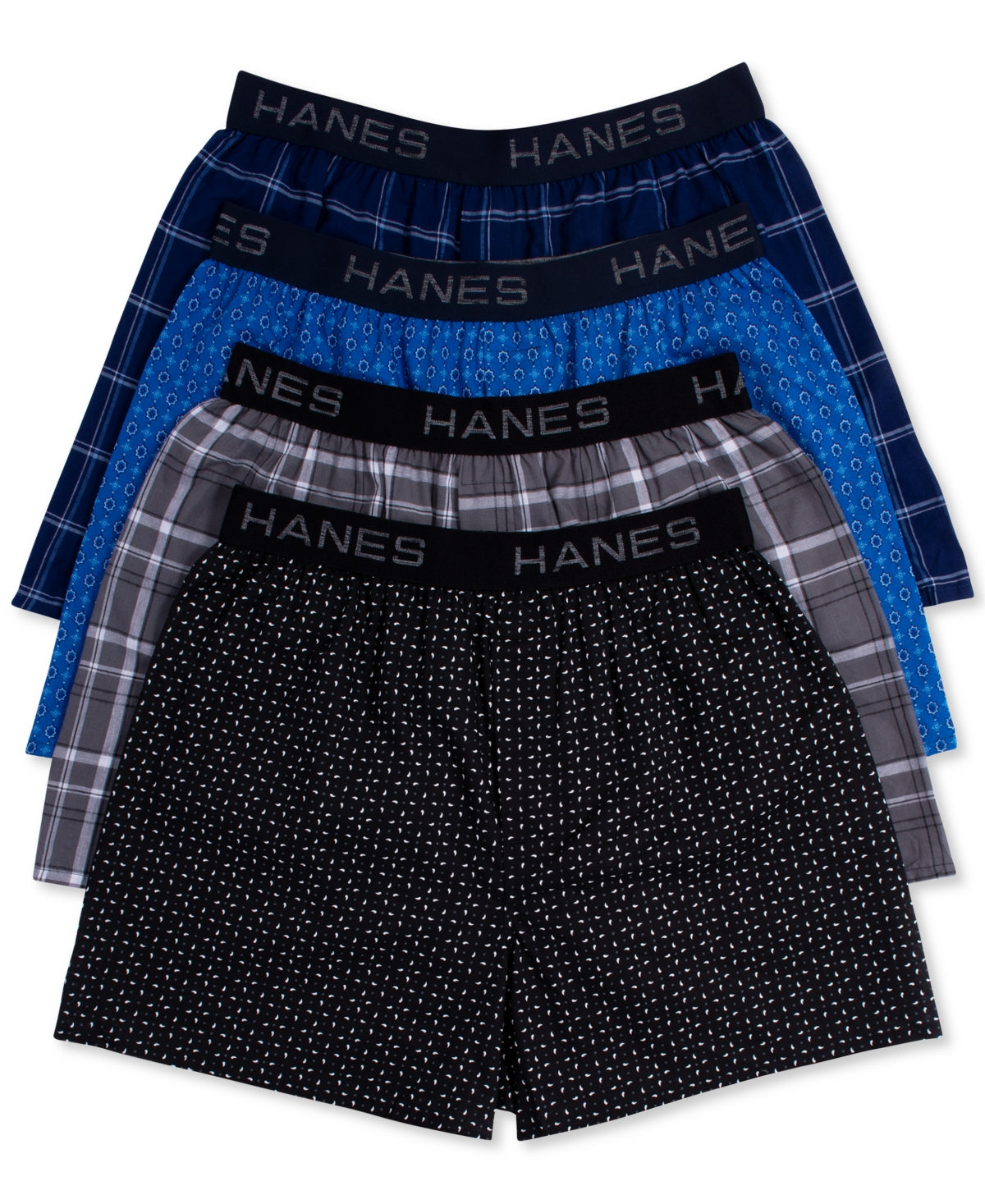 Hanes Men's 4 Pack Elastic Waistband Plaid Woven Boxer Assorted Size Small