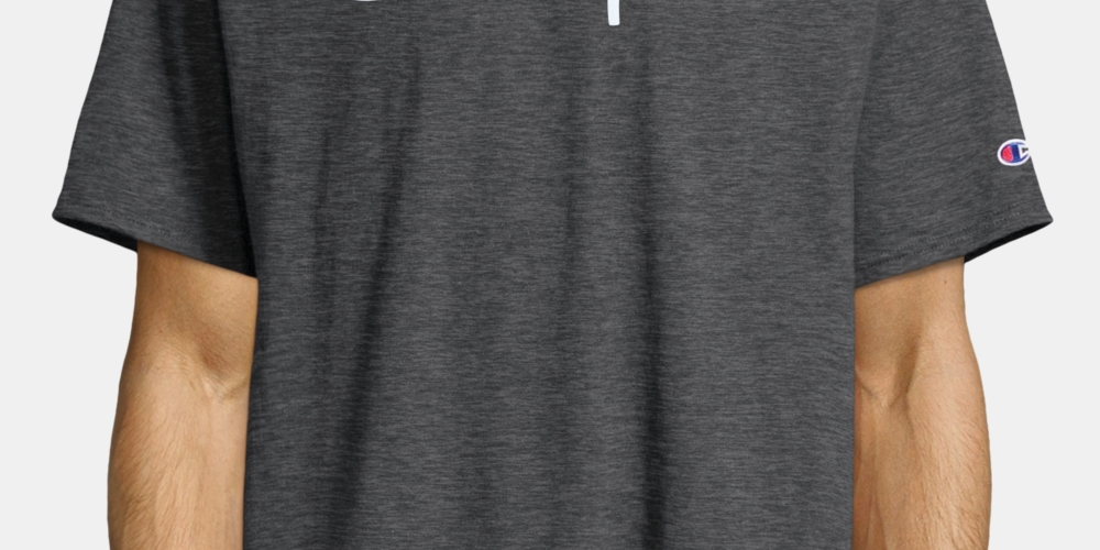 Champion Men's Script Logo T-Shirt Gray Size S