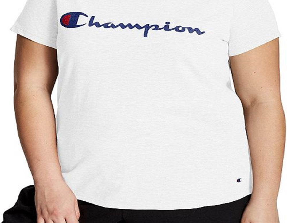 Champion Women's Classic Graphic Jersey V Neck T-Shirt White Size XXXX-Large