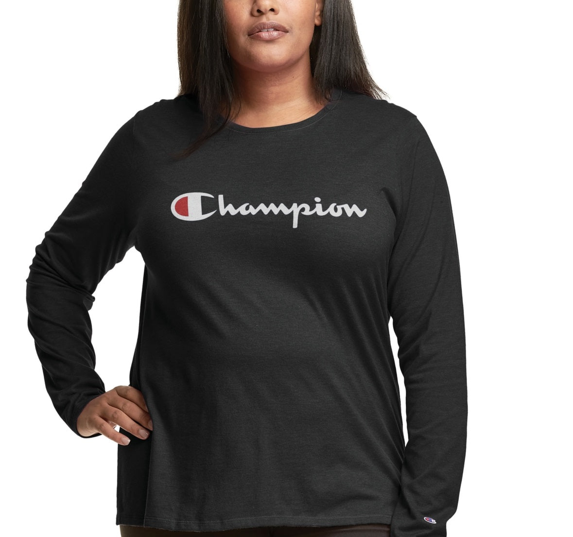 Champion Women's Long Sleeve Logo T-Shirt Black Size 3X