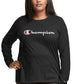 Champion Women's Long Sleeve Logo T-Shirt Black Size 4X