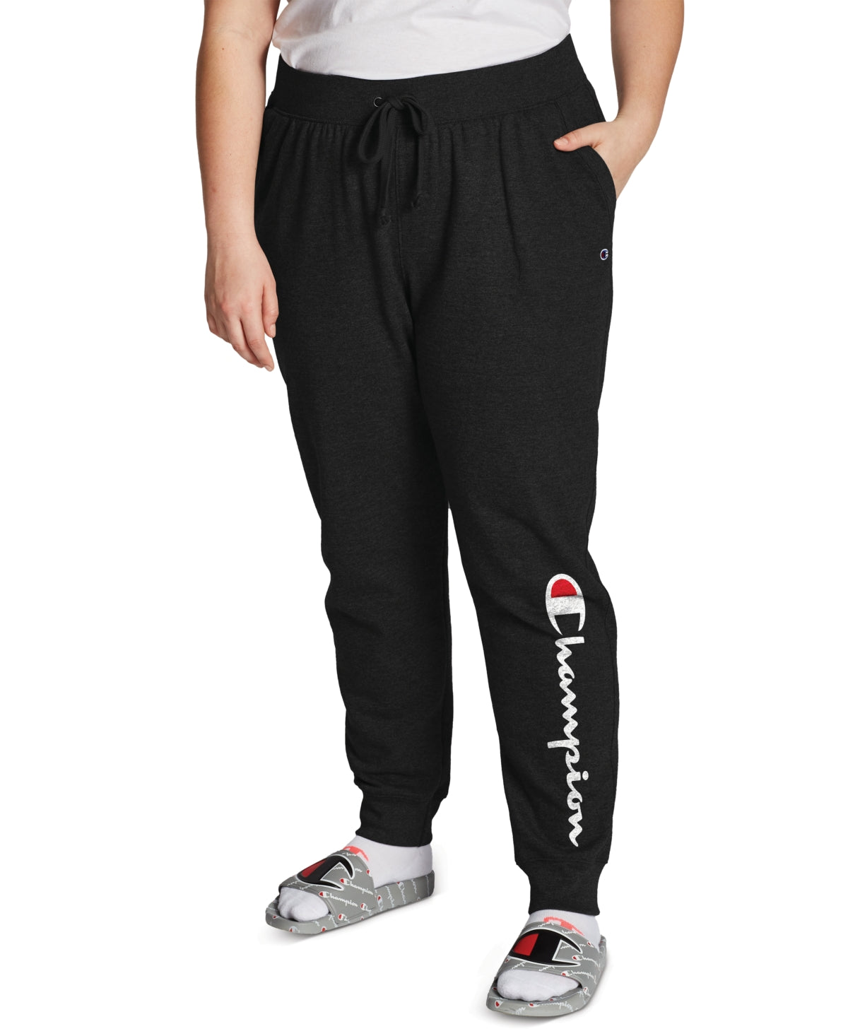 Champion Women's Powerblend Ribbed Joggers Black Size 1X