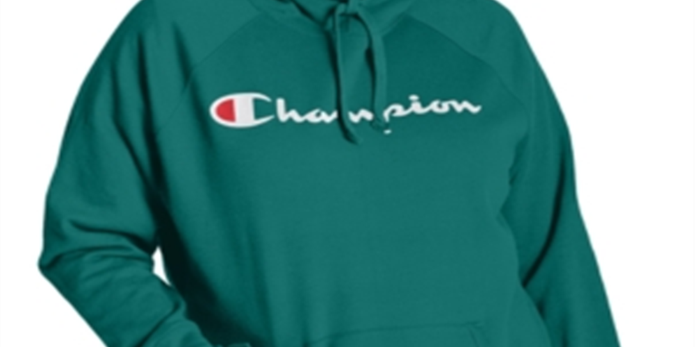 Champion Women's Logo Hoodie Green Size 2X