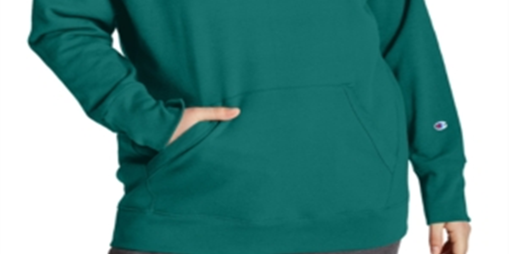 Champion Women's Logo Hoodie Green Size 2X