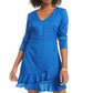 Material Girl Junior's Printed Ruffle Hem Dress Blue Size Medium