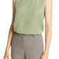 Women's Theory Rib Neck Silk Shell, Size Large - Green