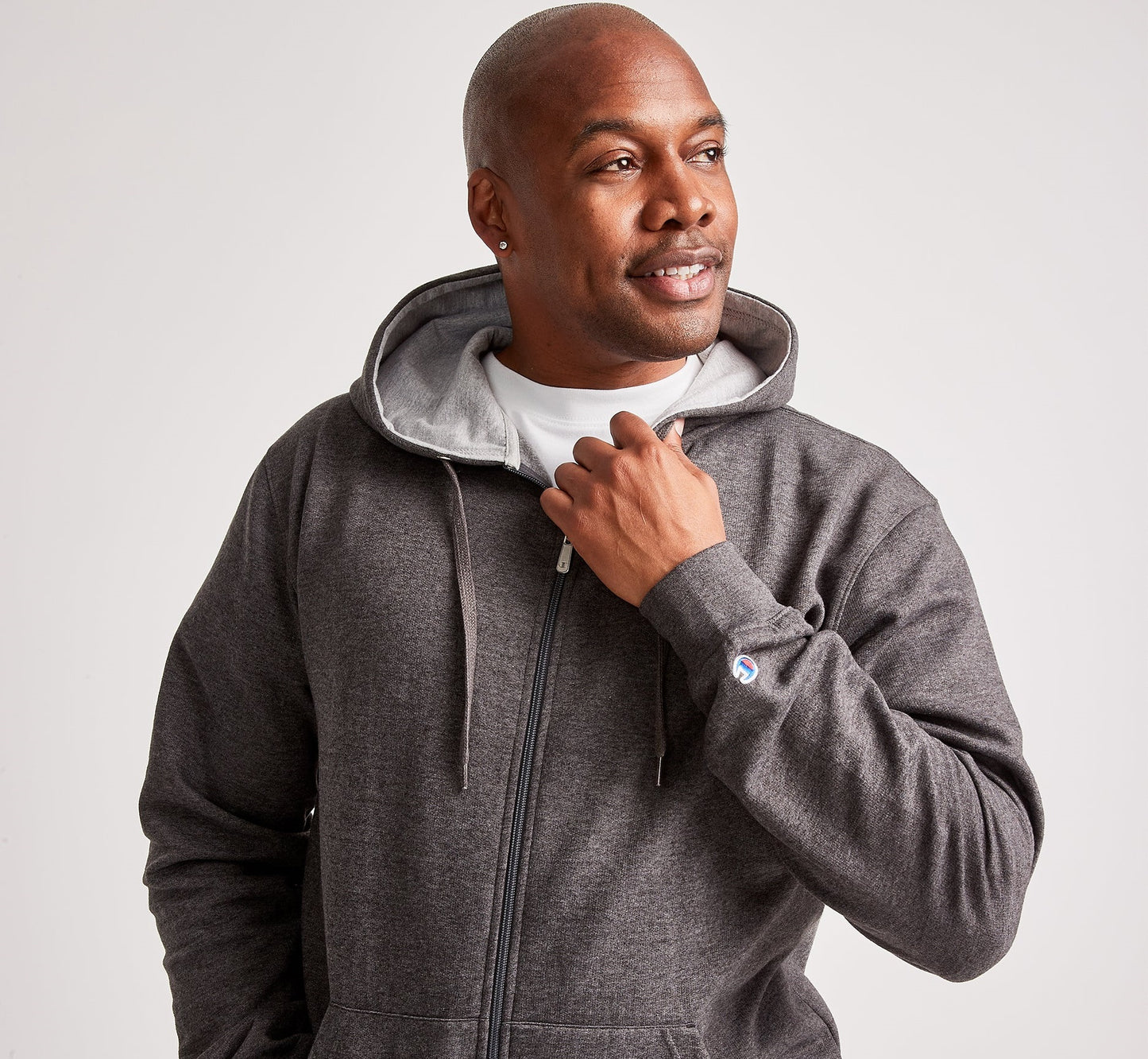 Champion Men's Big & Tall Fleece Full Zip Hoodie Gray Size XXX-Large