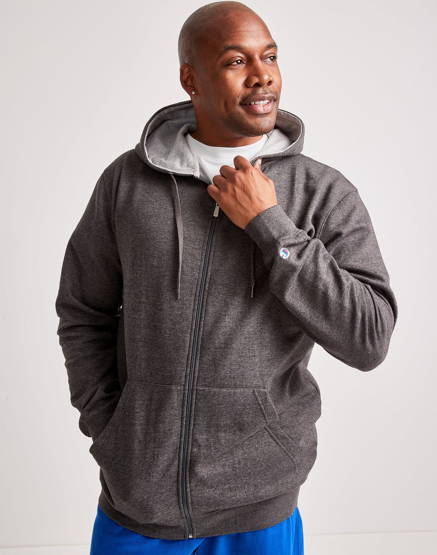 Champion Men's Big & Tall Fleece Full Zip Hoodie Gray Size XXXX-Large