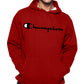 Champion Men's Logo Print Hoodie Red Size Medium
