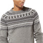 Dockers Men's Fair Isle Long Sleeve Crew Neck Wool Blend Sweater Gray Size Large