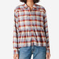 Lucky Brand Women's Plaid Western Babydoll Long Sleeve Shirt Blue