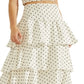 GUESS Women's Nadia Polka Dot Ruffle Maxi Skirt White Size X-Small