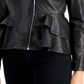 GUESS Women's Westlynn Faux-Leather Peplum Jacket Gray Size X-Large