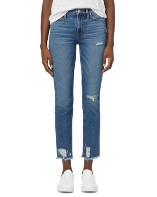 Hudson Jeans Nico Distressed Crop Straight Leg Jeans In Sea Glass Size 32
