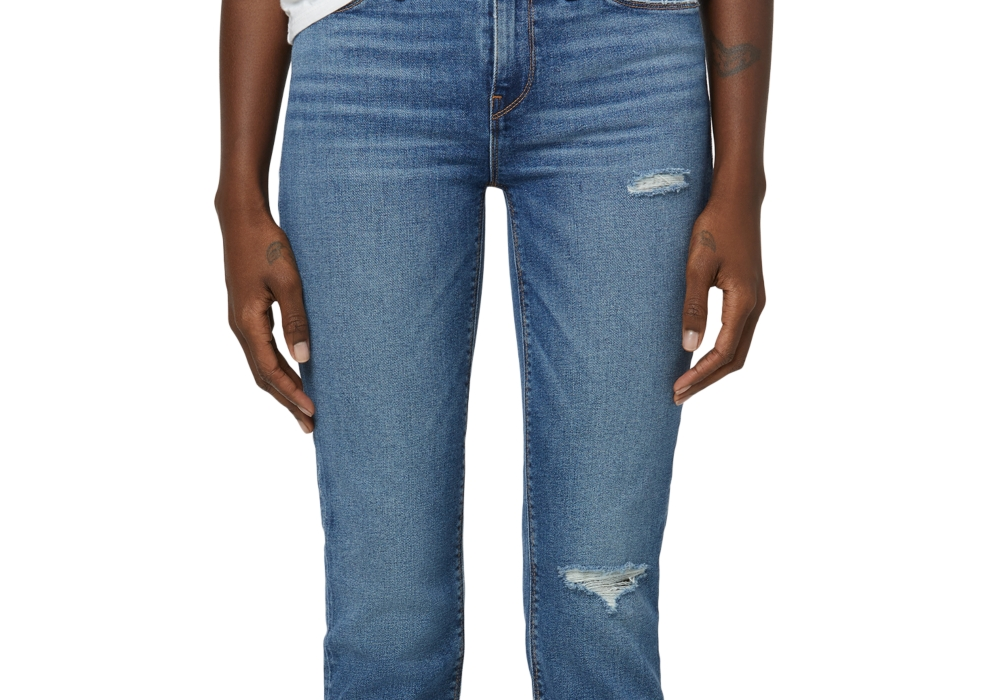 Hudson Jeans Nico Distressed Crop Straight Leg Jeans In Sea Glass Size 32