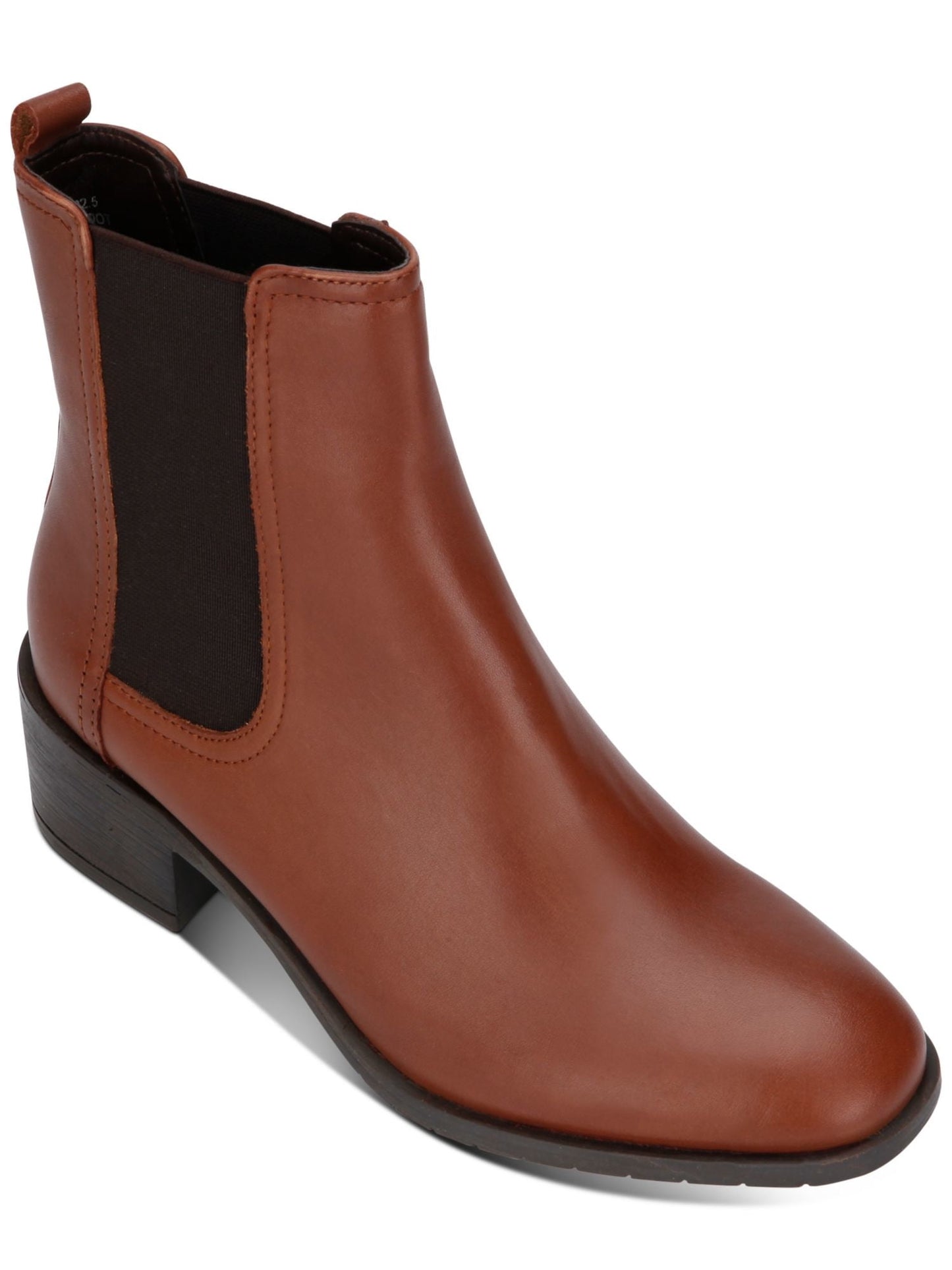 Kenneth Cole Women's Comfort Stretch Salt Round Toe Block Heel Slip On Leather Chelsea Boot Brown Size 9 M