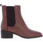 Kenneth Cole Women's Comfort Stretch Salt Round Toe Block Heel Slip On Leather Chelsea Boot Brown Size 9 M