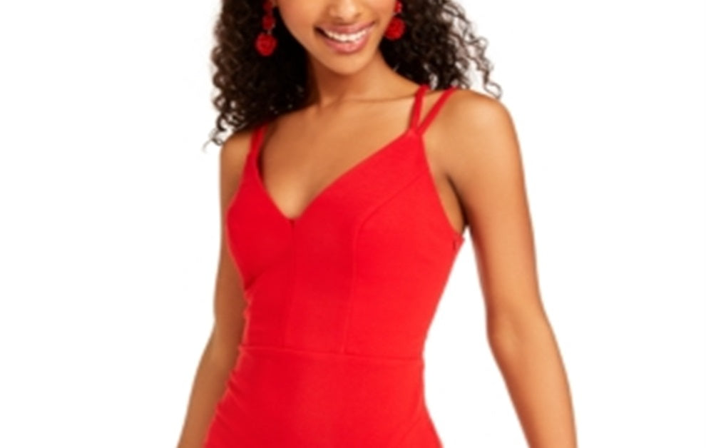 Sequin Hearts Junior's Lace Back Bodycon Dress Red Size 5