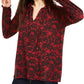 Michael Kors Women's Lace Print High Neck Top Red Size X-Small