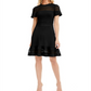 Michael Kors Women's Mesh Inset Printed Dress Black Size Large