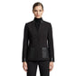 Calvin Klein Women's Solid 2 Button Faux Leather Trim Jacket Black