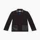 Calvin Klein Women's Solid 2 Button Faux Leather Trim Jacket Black