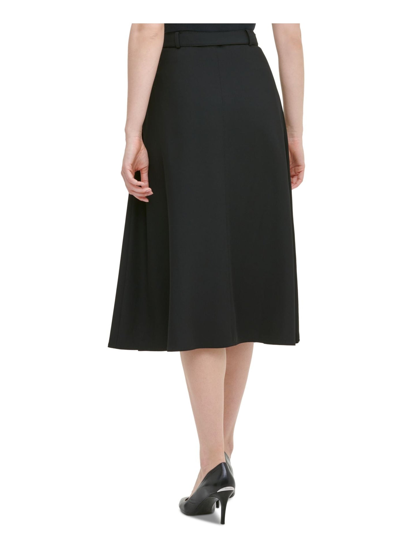 Calvin Klein Women's Ruffled Wrap A Line Skirt Black Size 8
