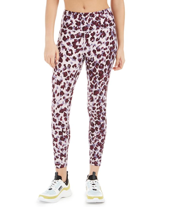 Calvin Klein Women's Leopard Print High Waist Leggings Red Size Large