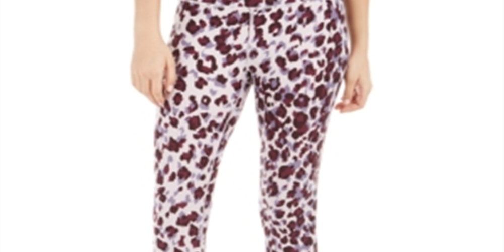 Calvin Klein Women's Leopard Print High Waist Leggings Red Size Large