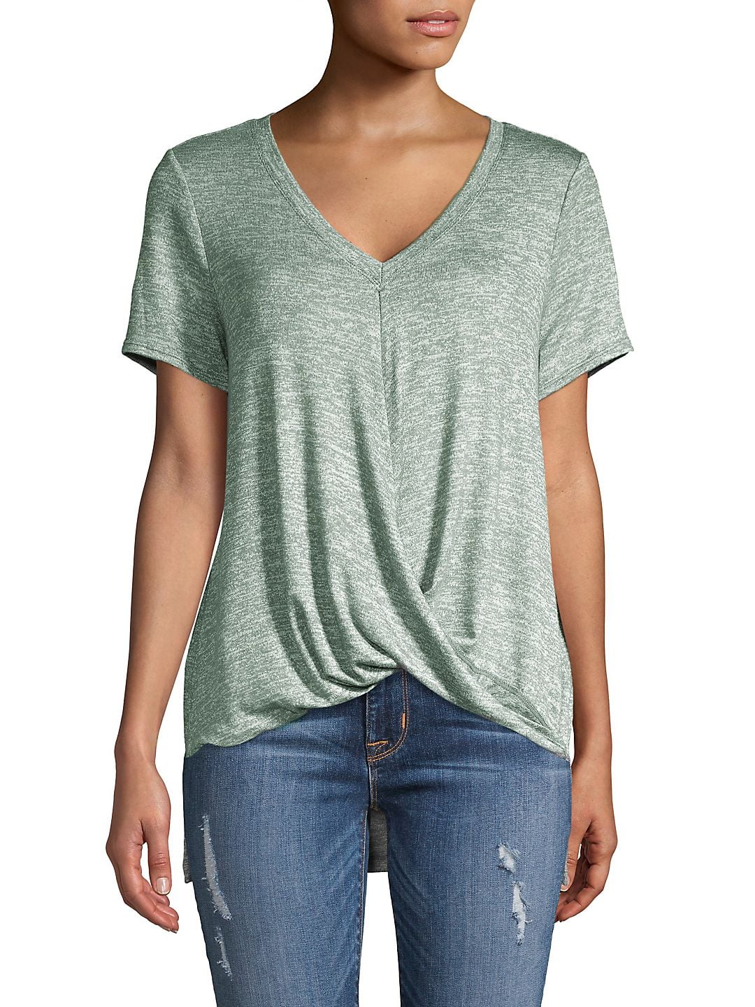 Calvin Klein Women's Draped High Low Top Green Size Small