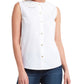 H Halston Women's Sleeveless Lace Collar Blouse White Size Medium