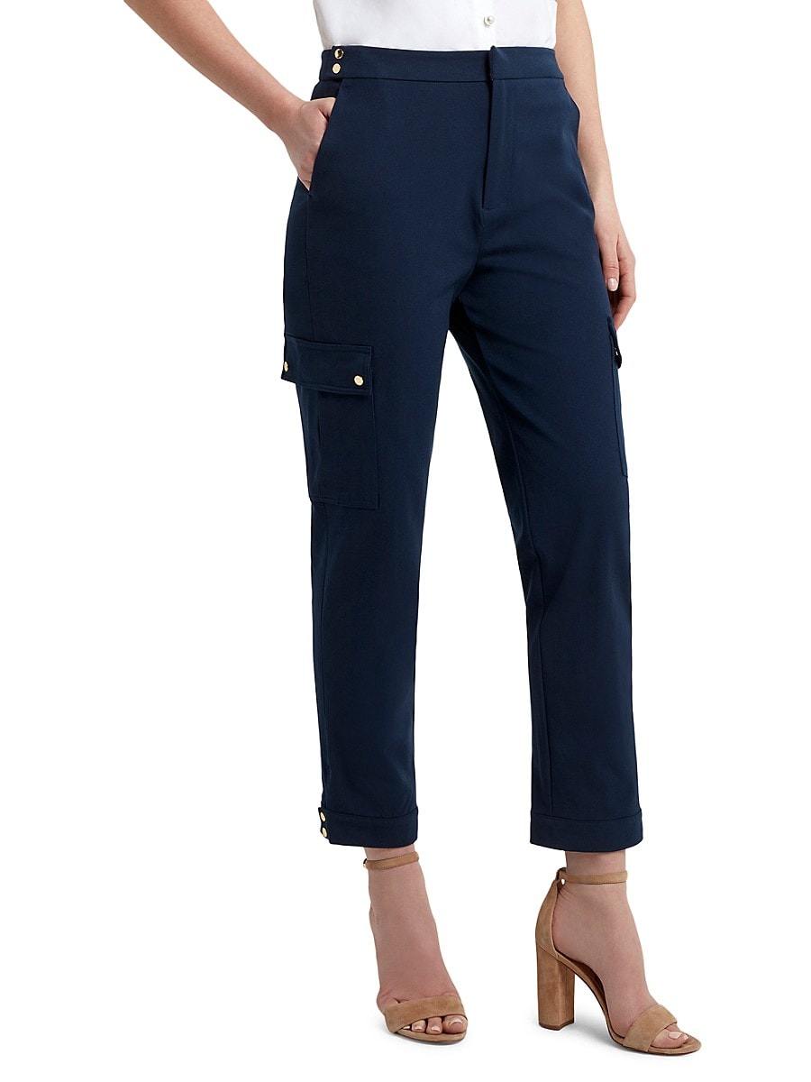 H Halston Women's Power Stretch Twill Cargo Pants Blue Size X-Large