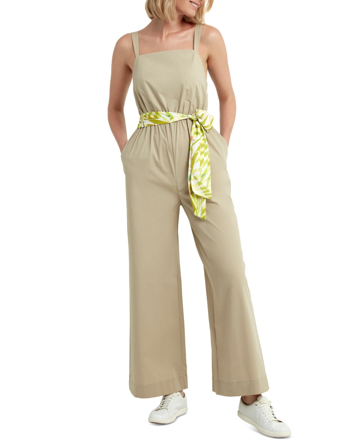 H Halston Women's Ruched Jumpsuit Brown Size Large